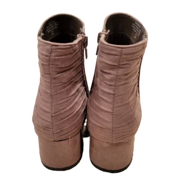 Kelly & Katie Gray Suede Block Heel Short Ankle Boots Bootie Round Almond Toe - Picture 4 of 6